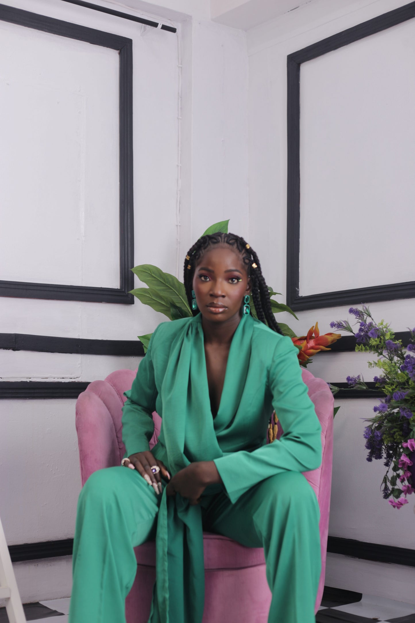 Imefusi “Extravagant” Draping Blazer Set